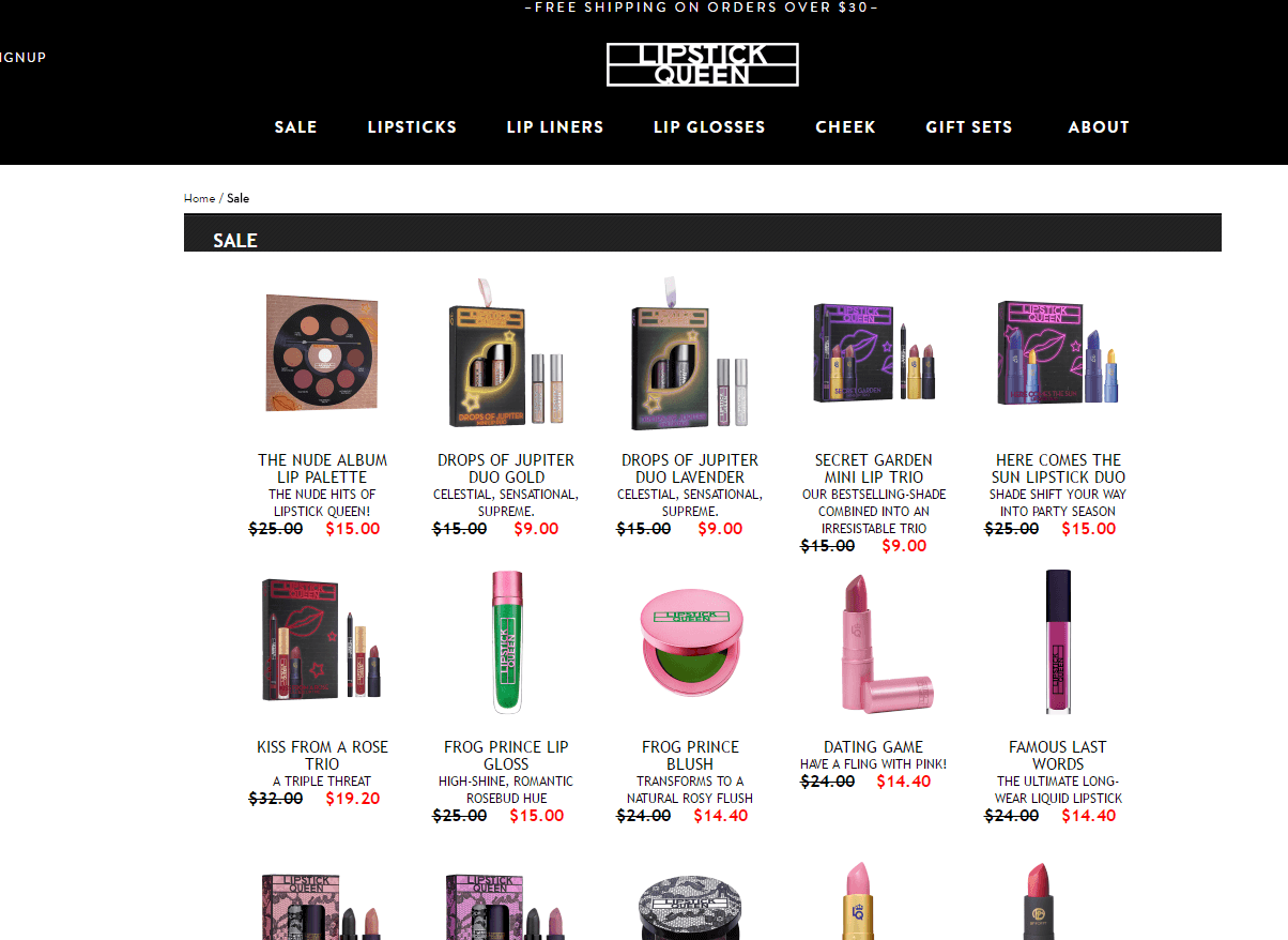 Lipstick Queen优惠码2018 年终精选彩妆低至25折促销满额包邮